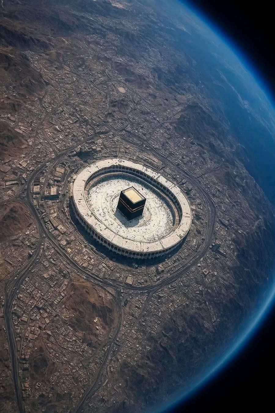 زائف: صورة الكعبة من الفضاء مصممة بالذكاء الاصطناعي وليست حقيقية